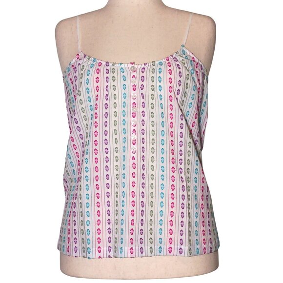 NEW ModCloth Can't Stop Giggling Embroidered Tie-Back Camisole White Dots Size M - Picture 1 of 12